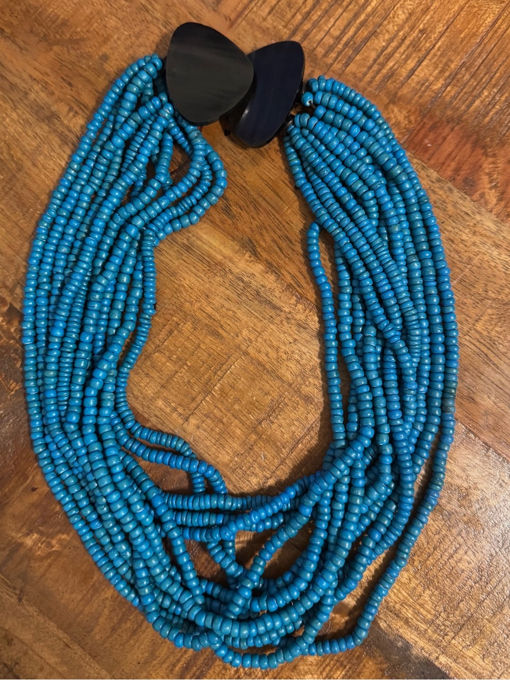 Vintage Blue Multi-Strand Beaded Statement Necklace